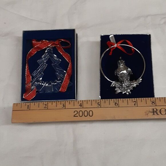 Bundle of 2 silverplate cardinal and Mikasa Christmas tree ornaments. - Picture 2 of 9